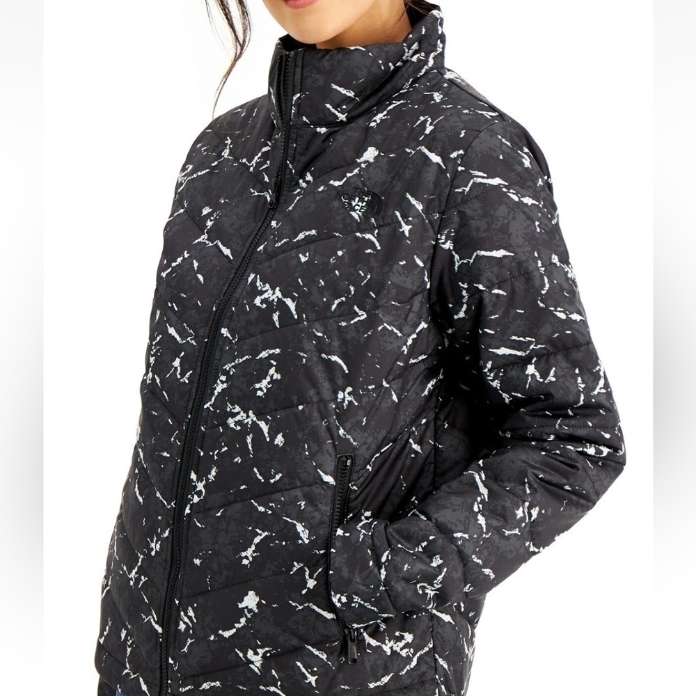 The North Face Tamburello 2 Puffer Jacket Black White Splatter Sky Camo Size XS
